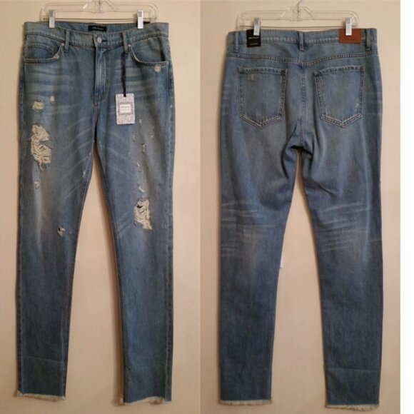 Ei8ht Dreams Distressed Ripped Frayed Slim Boyfriend Jeans sz 30 Light Wash. - Picture 2 of 5
